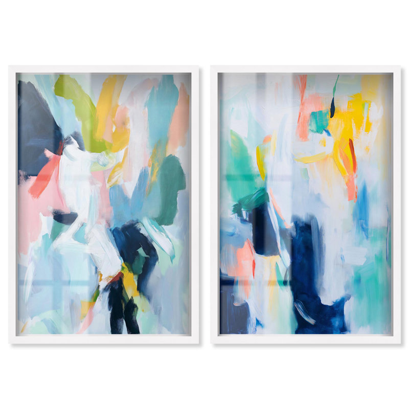 Art mural bleu Blush Boho, H 16 po x l 11 po, Blanc