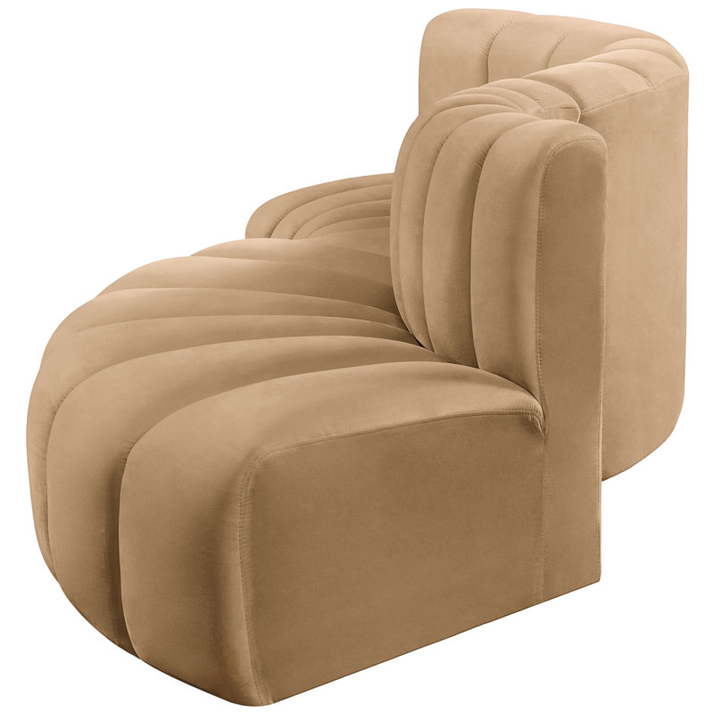 Houssam Upholstered Curved Sectional Reversible, Camel Velvet