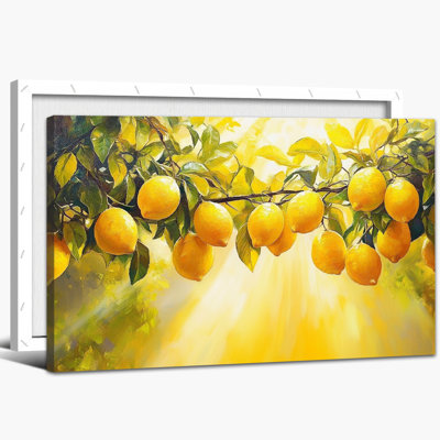 Art mural citron, affiche murale en toile citron, images de citron pour la cuisine, décoration murale fruits, art méditerranéen, impressions sur bois pour cadre mural en bois massif prêt à être accroché 12 po x 18 po