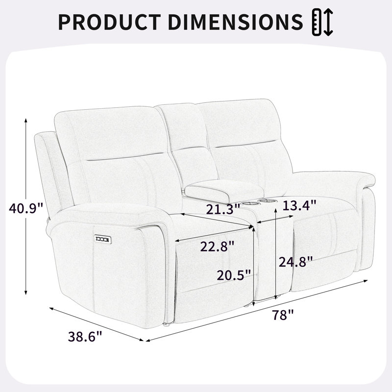 Satori Upholstered 78'' Power Reclining Loveseat, Gray Polyester Blend