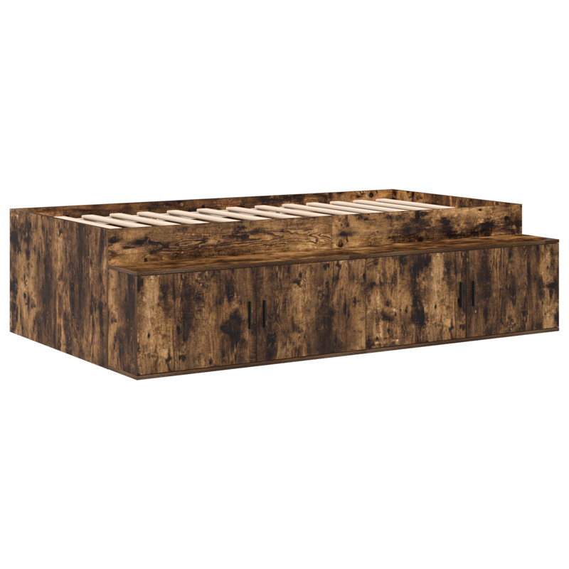 Vidaxl Storage Bed Frame, Smoked Oak, Small Single (2'6)