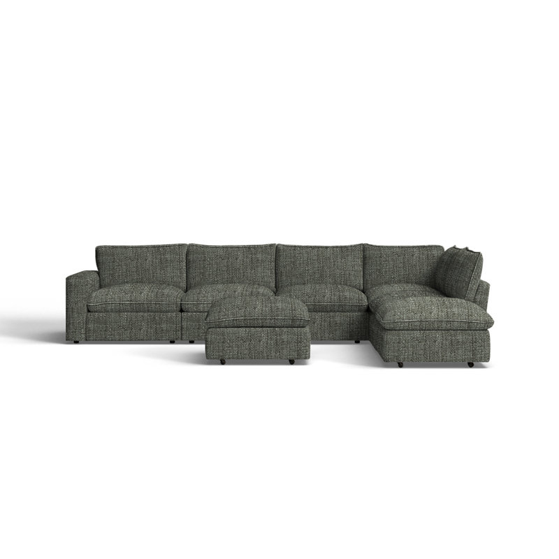 Canapé modulaire de coin avec repose-pieds Zisa, Gris performance Macarena