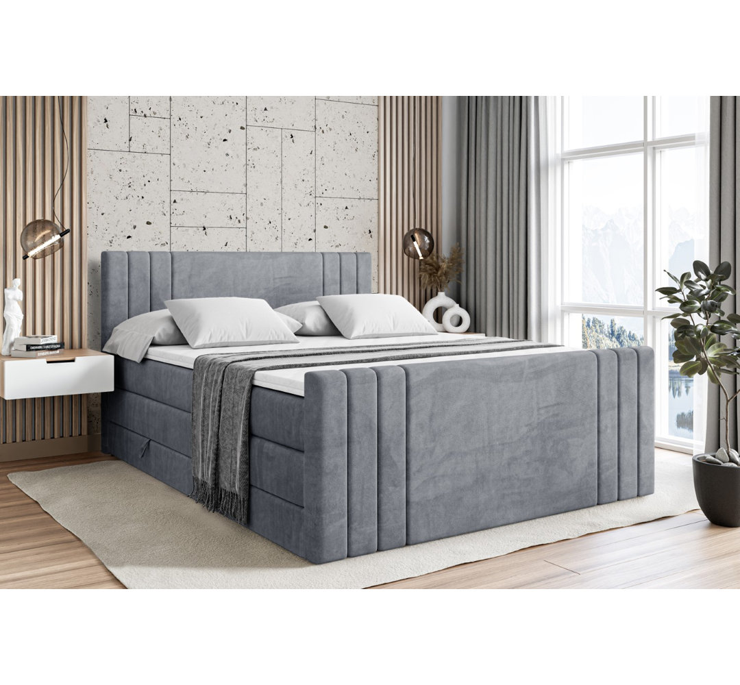 Boxspringbett mit Bettkasten und Topper