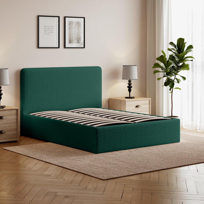 Revaz Upholstered Ottoman Storage Bed, Double (4'6), Green