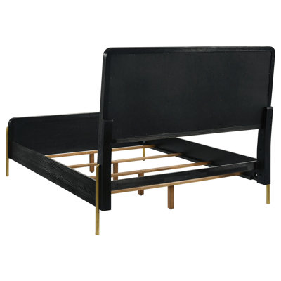 Ensemble de chambre avec grand lit 4 pièces moderne noir et gris avec touches glamour et revêtement moelleux, parfait pour les espaces de vie élégants et fonctionnels.