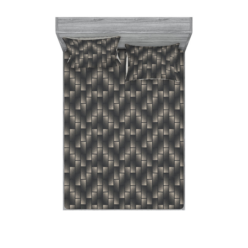 Drap-housse et taies décoratives 3 pièces Ambesonne, Ensemble de draps pour lit double avec 2 taies d'o