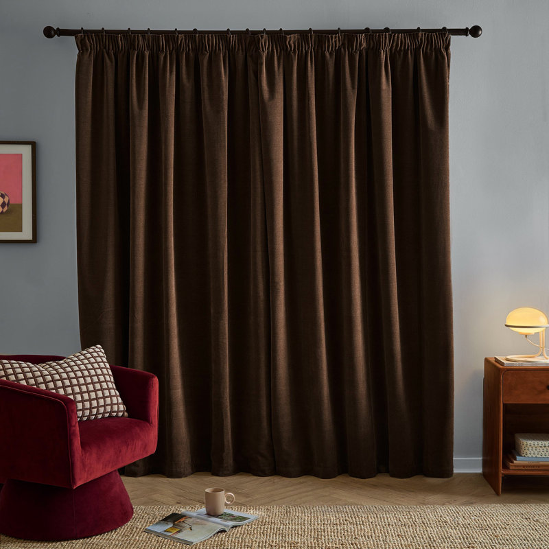 Soft Chenille Blackout Curtain Panel Pair, 117 cm Width x 183 cm Drop