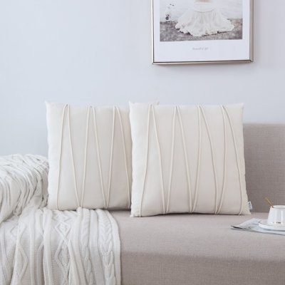 Pleated Square Polyester Velvet Pillow Cover