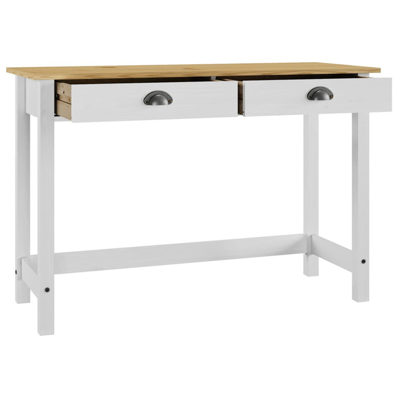 Fung 110cm Solid Wood Console Table, Honey Brown, White