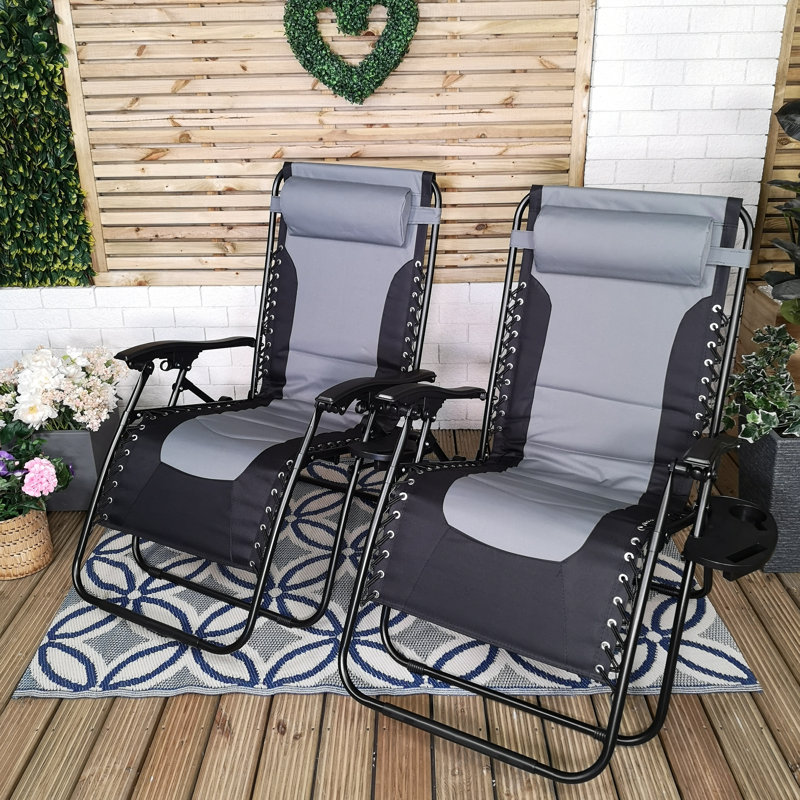 Metal Outdoor Lounge Chair, Grey/Black