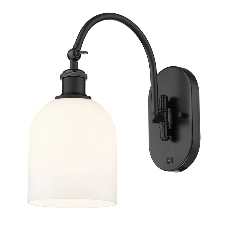 Applique à bras en acier Bella, Noir mat, Blanc lustré