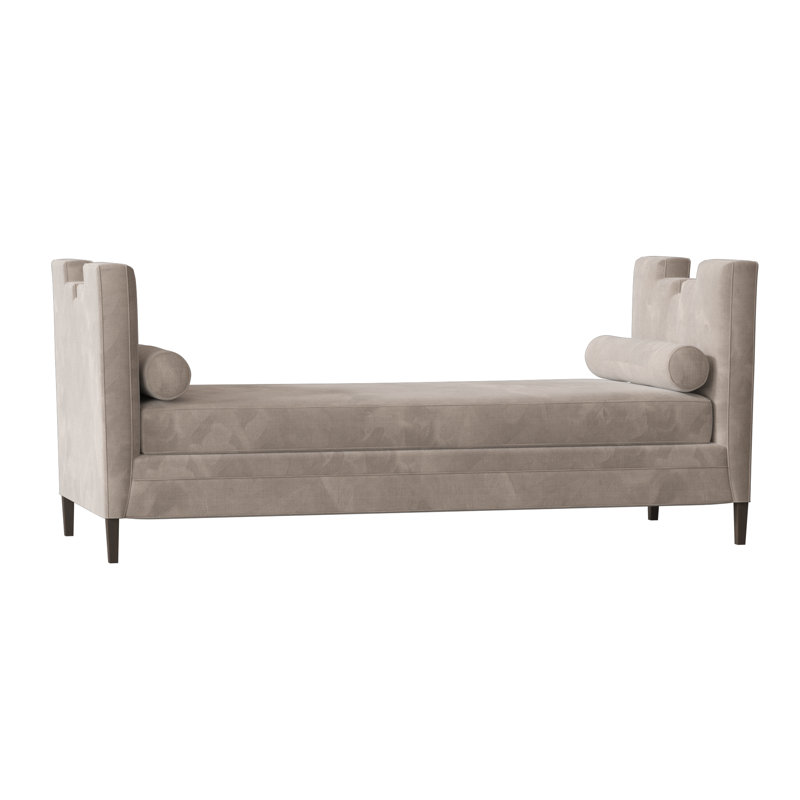 Banc rembourré Ida, Velours performance Bella Pearl, Blanc antique