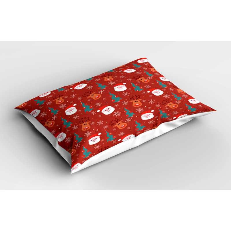 Festive Red Microfiber Christmas Pillow Shams, 2-Pack, 20" x 36"