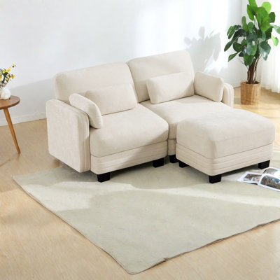Canapés d'angle à compression, causeuse modulaire moderne beige en chenille pour la maison