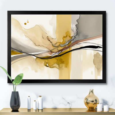 Touché par jaune moutarde et gris ultime IV - Abstrait, encres liquides