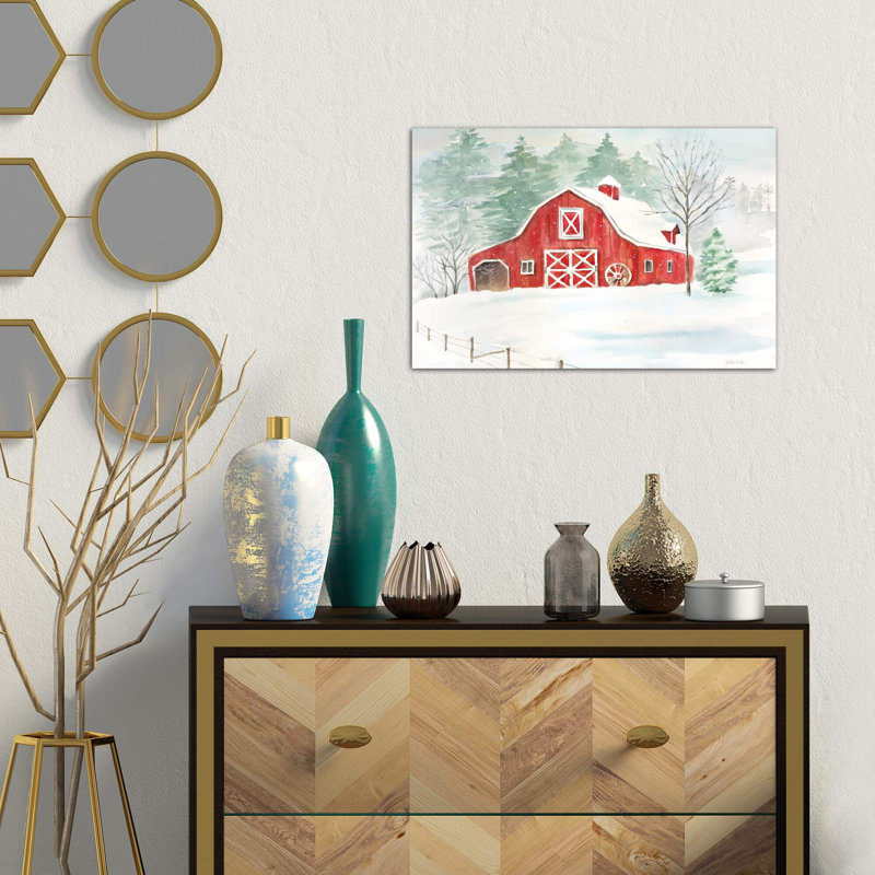 Winter Farmhouse 1 Piece Wall Art on Canvas, 66.04 cm H x 45.72 cm W x 1.91 cm D, Wrapped Canvas