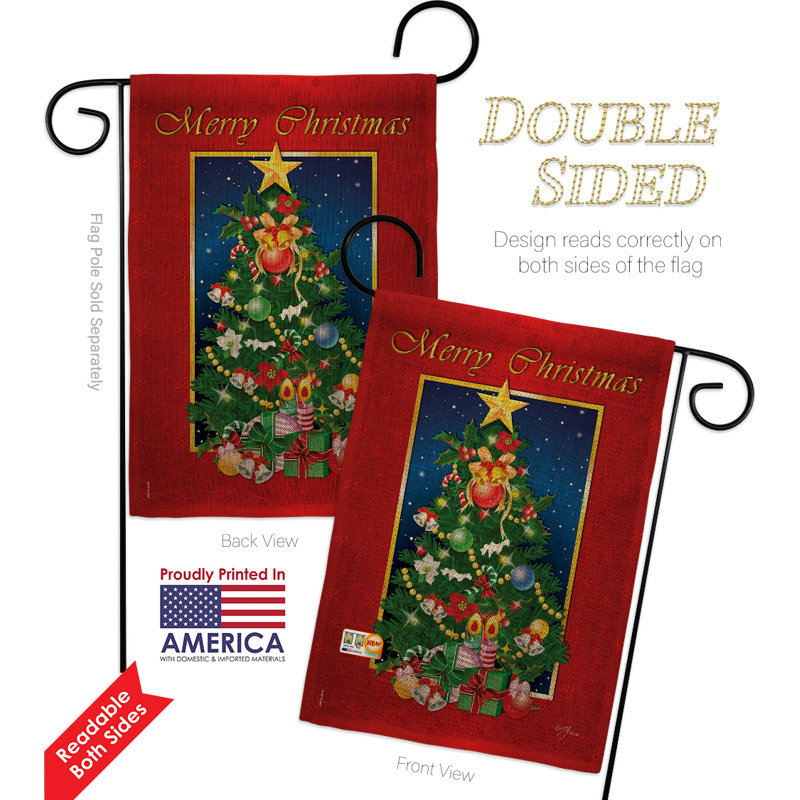Noël, "merry christmas tree" , impressions en polyester de 2 côtés 19 po x 13 po ensemble de drapeau