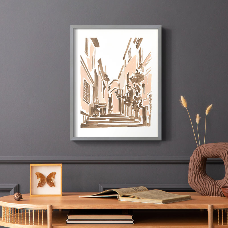 Blush Architecture Study I, reproduction encadrée - bois massif, Gris, H 10 po x l 8 po