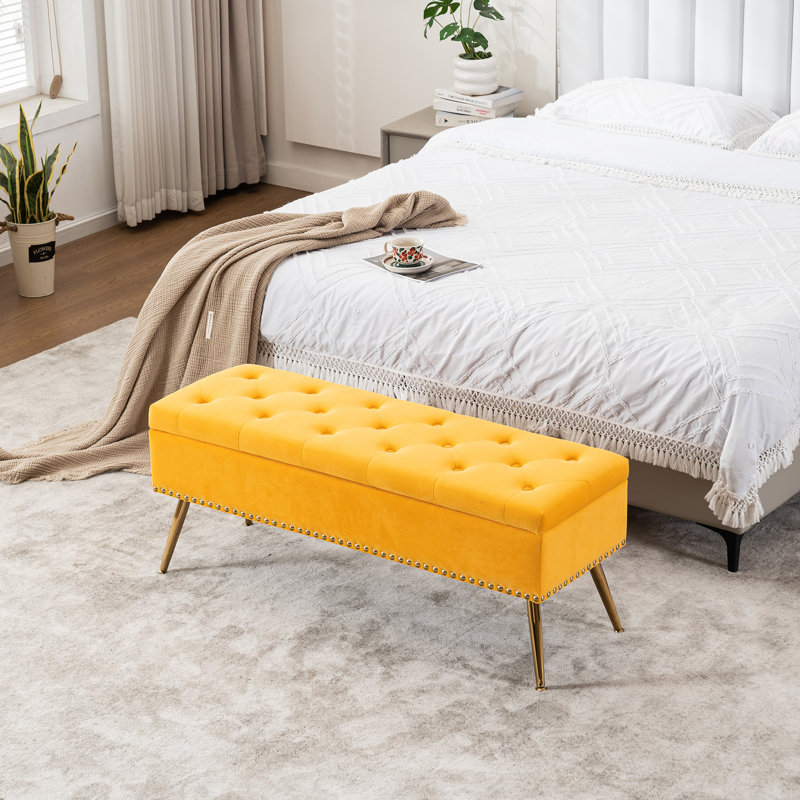 Banc de rangement, Jaune, H 18 po x l 46 po x P 15,5 po