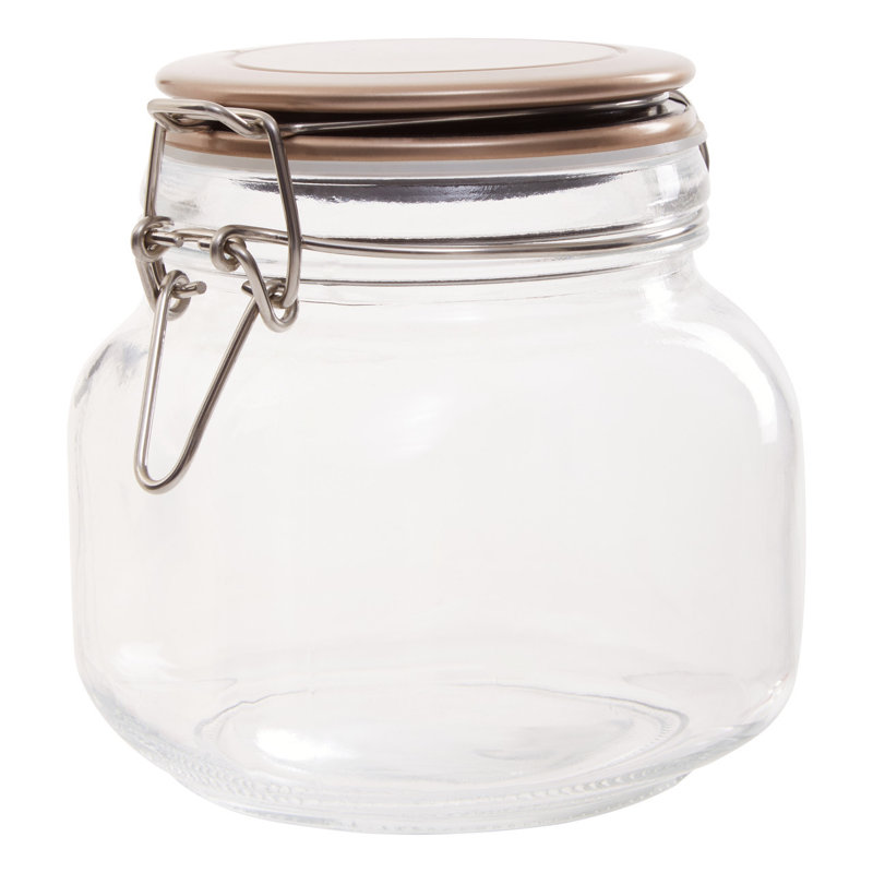Glass Jar, Transparent/Champagne, 13cm H x 11cm W x 11cm D