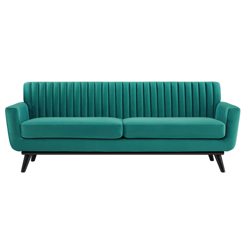 Engage Channel Tufted Fabric Sofa, Teal