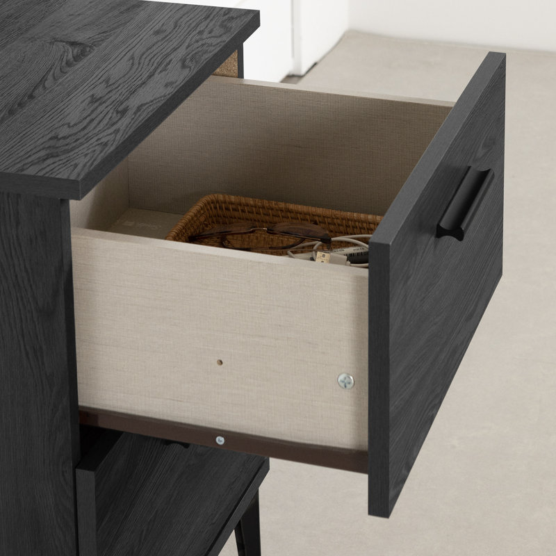 Table de chevet en bois manufacturé Woodacre, Chêne gris