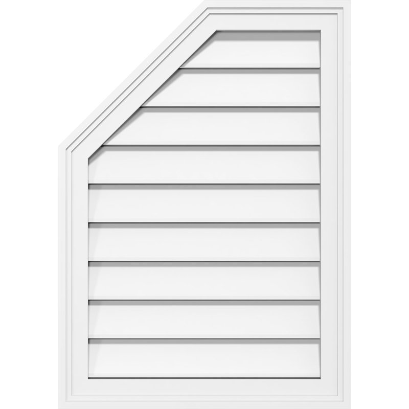 Half Octagon Top Left Surface Mount Functional Brickmould Frame PVC Gable Vent, 42" H x 22" W