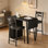 Ensemble de table de bar 3 pièces peu encombrant pour 2 tables de salle à manger à hauteur de comptoir avec rallonge, tablettes de rangement, robustes et confortables, idéal pour la cuisine ou un appartement, noir