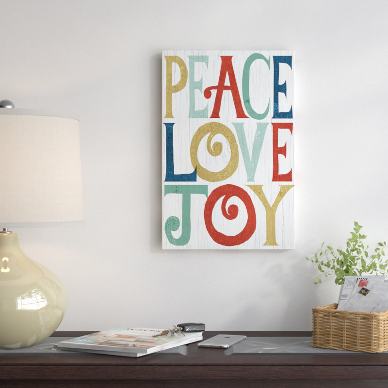 «Peace, Love, Joy» par Michael Mullan, reproduction sur toile, H 8 po x l 12 po x P 0,75 po