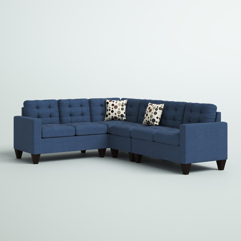 Bouldin Creek Upholstered L-Shaped Sectional Reversible, Navy Polyester Blend