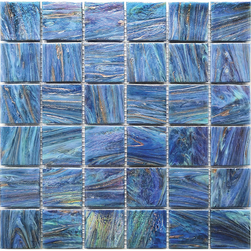 Celestial Glass Grid Mosaic Wall & Floor Tile, Midnight Blue