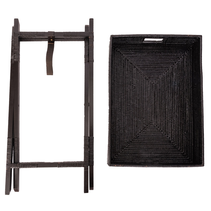 Artifacts Rattan Tray Top End Table, Tudor Black