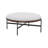 Callion Contemporary Fabric Round Cocktail Ottoman with Metal Cross Base