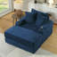Canapé de coin confortable en velours côtelé bleu avec 2 coussins décoratifs et assise profonde, tissu doux et confortable, structure à ressorts de haute qualité, ergonomie bien pensée, montage facile