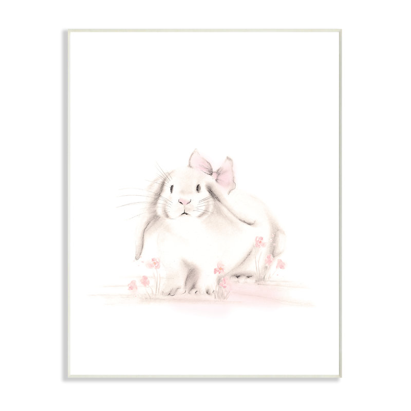 «Hodder Baby Bunny With Pink Bow Oversized Giclee», impression sur papier texturé, H 15 po x l 10 po, Plaque murale