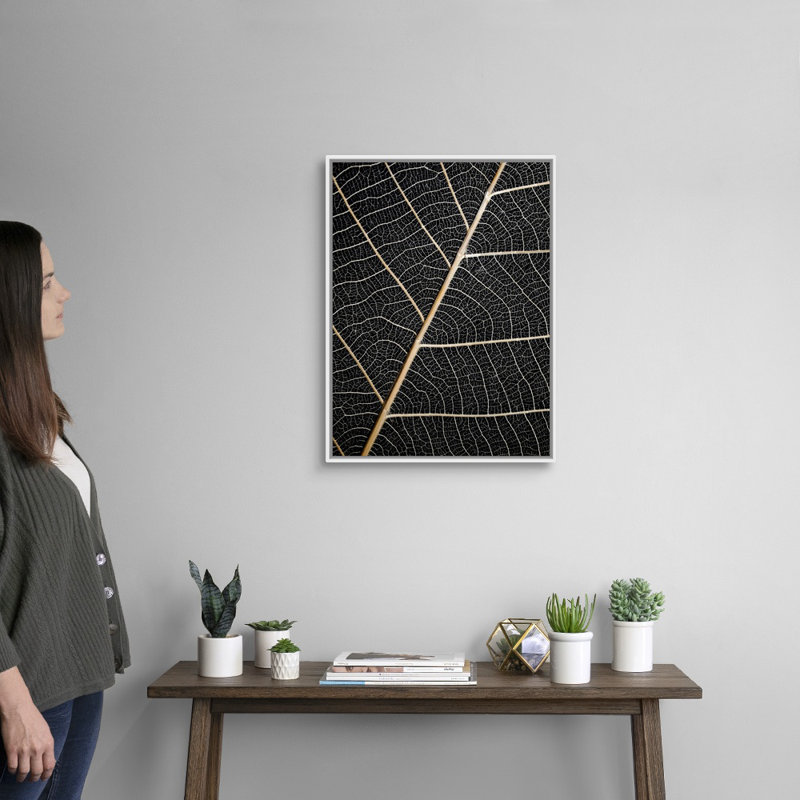 Feuilles de feuilles, art mural, Toile avec cadre blanc, H 26 po x l 20 po