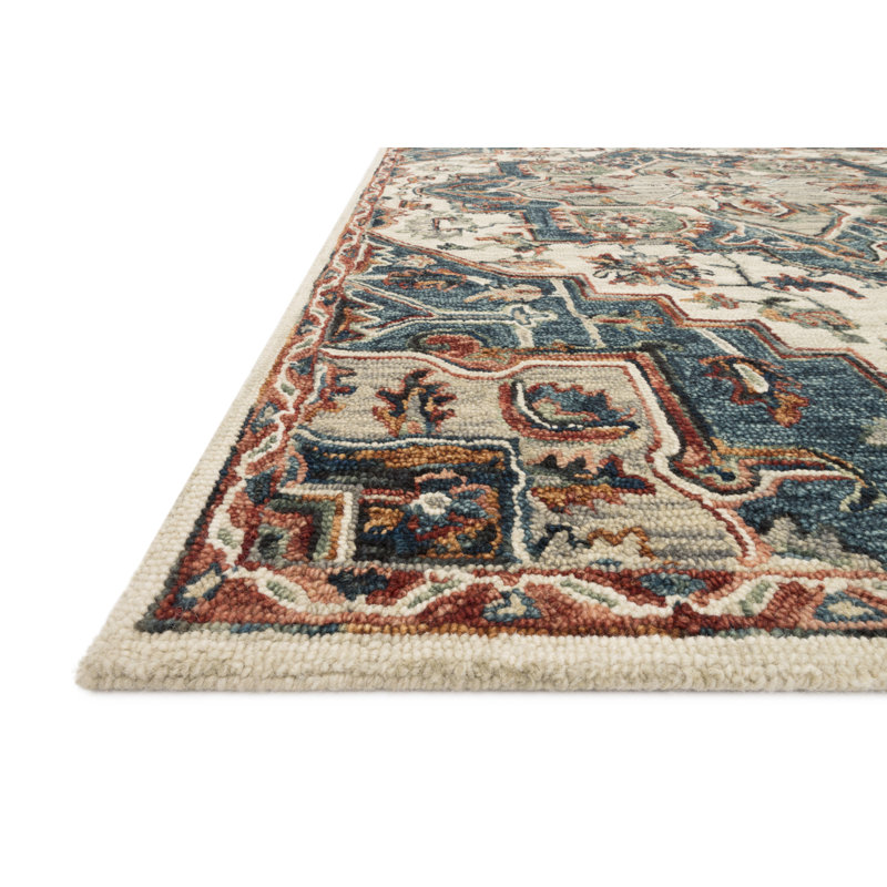 Goncalvo Hand Hooked Wool Oriental Indoor Rug, Rectangle 5' x 7'6"