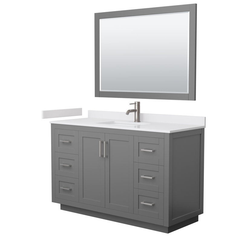 Miranda 54" Gray Freestanding Bathroom Vanity with Marble Top and Mirror