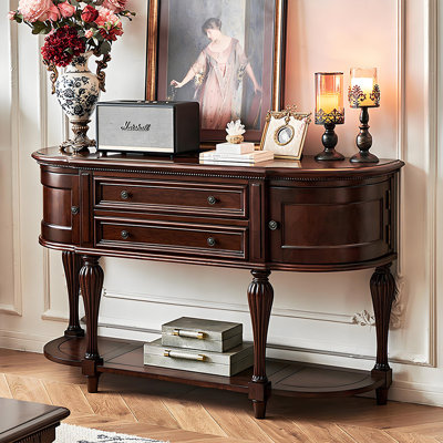 55.12"American-style brown solid wood storage entrance cabinet