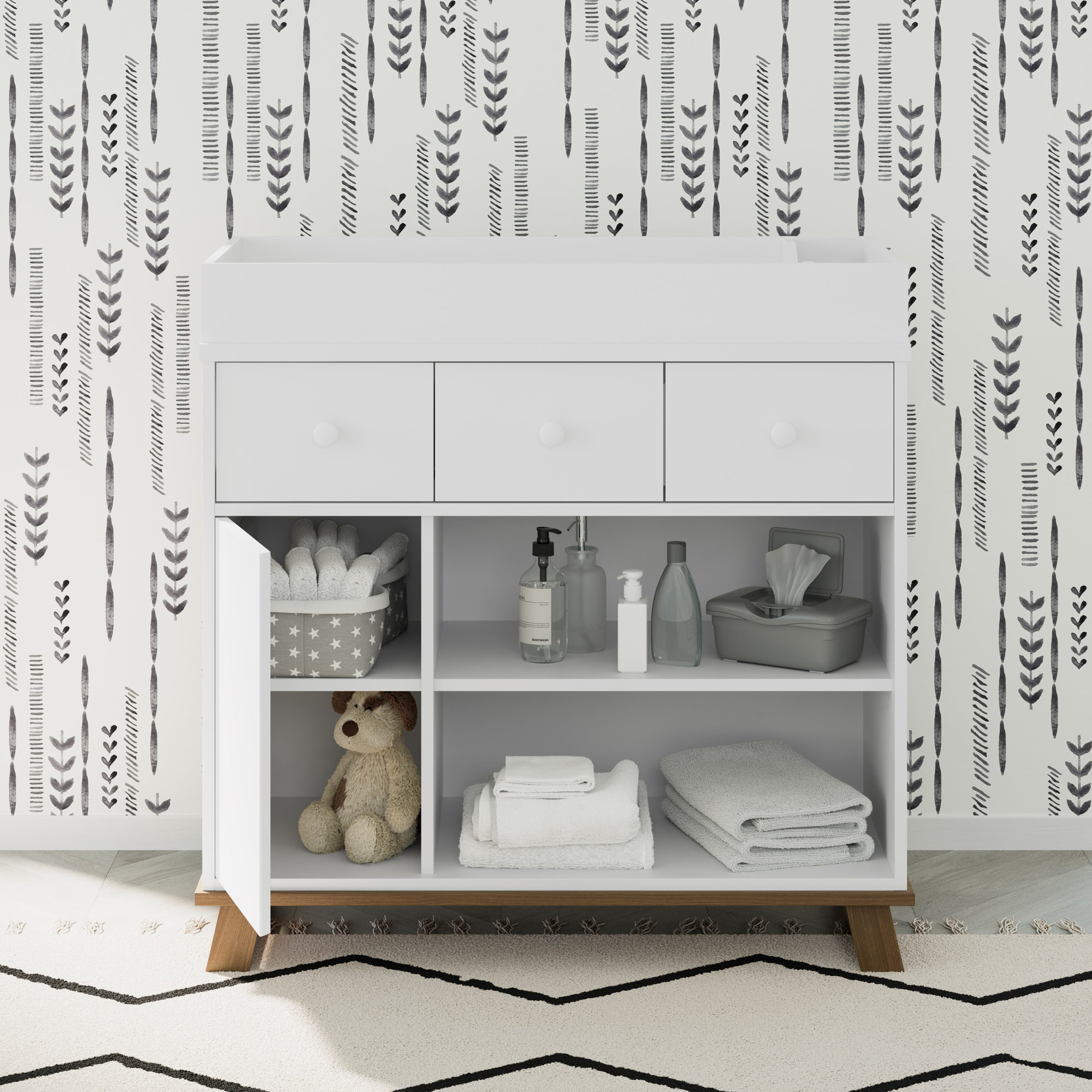 Equinox Convertible Standard Nursery Furniture Set, White/Vintage Driftwood