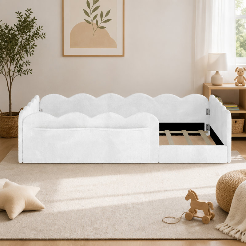 Lit simple tapissier sur pied, Twin, White