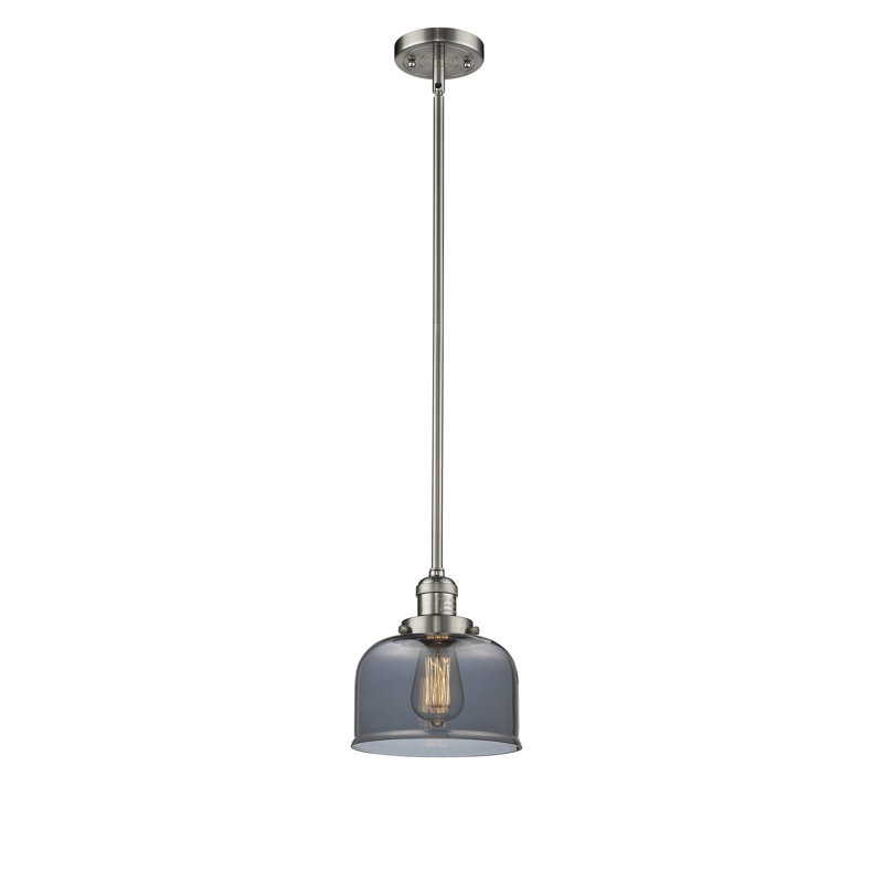 Luminaire suspendu en forme de dôme à 1 lumière Arakel, Fumée, Nickel satiné brossé