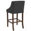 Tabouret de bar transitionnel en noyer capitonné avec garniture cloutée-746023959-750917133