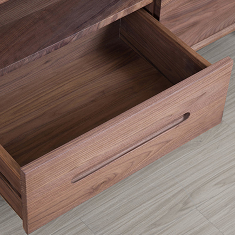 Meuble télé simple en bois massif de noyer noir, 78.74"