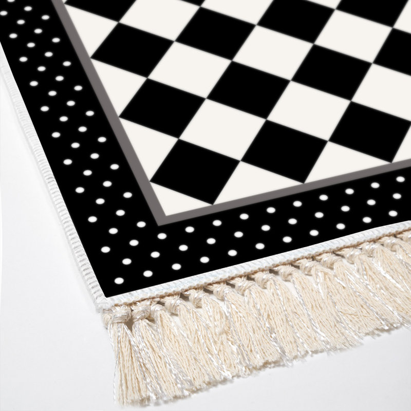 Tapis noir / blanc Wava, Rectangle 5 pi 11 po x 9 pi 2 po