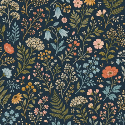 Papier peint auto-adhésif à motif floral, feuilles et fleurs
