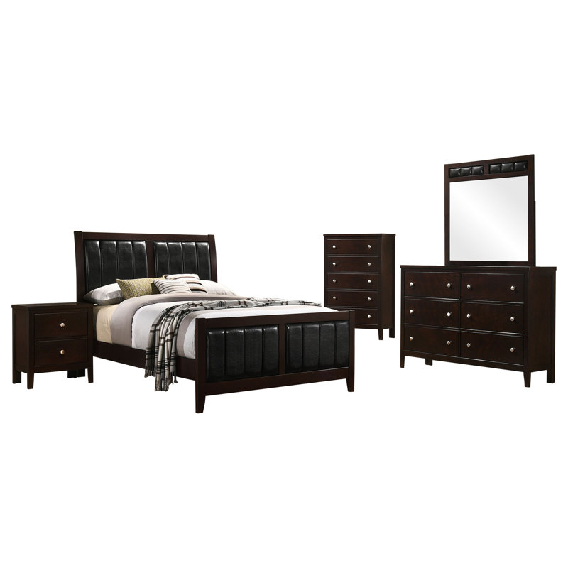 Ensemble de chambre à coucher double 5 pièces Najier Cappuccino, Double