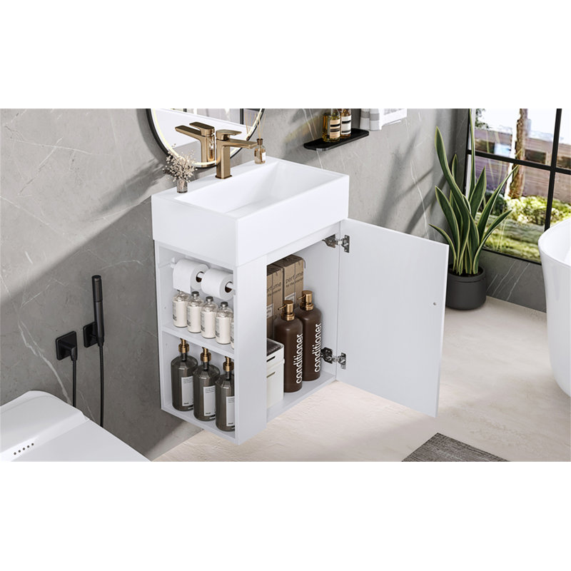 Meuble-lavabo 20 po avec lavabo en céramique, Blanc