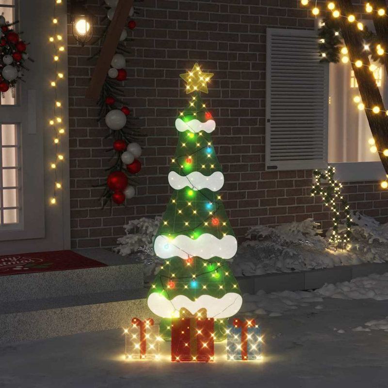 vidaXL Lighted Christmas Tree with 3 Gift Boxes 2D Warm White, 180cm H