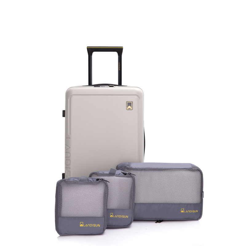 19" +3pc Lining storage bag Three-piece Carry On Luggage,Suitcases with Wheels,ABS Lightweight Carry On Suitcase,Hard Shell Luggage BEIGE